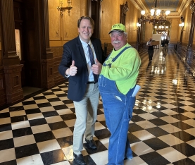 Aric Nesbitt, Minority Leader of the Michigan Senate with MNLA Member Andy Todosciuk at MNLA's 2025 Green Industry Legislative Day in Lansing
